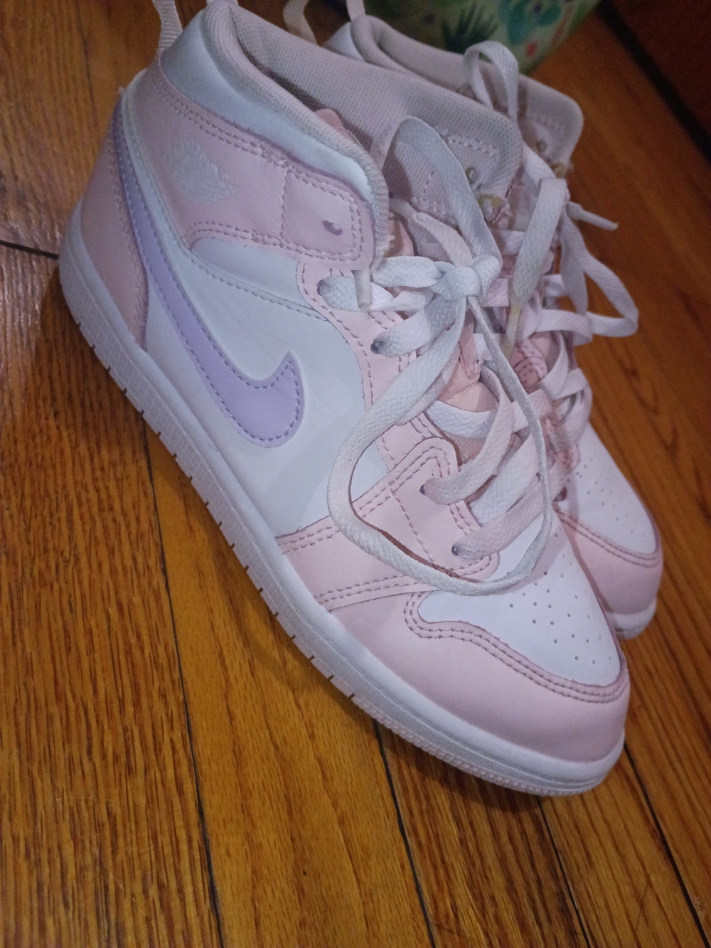 Kids Pink and White High-Top Sneakers